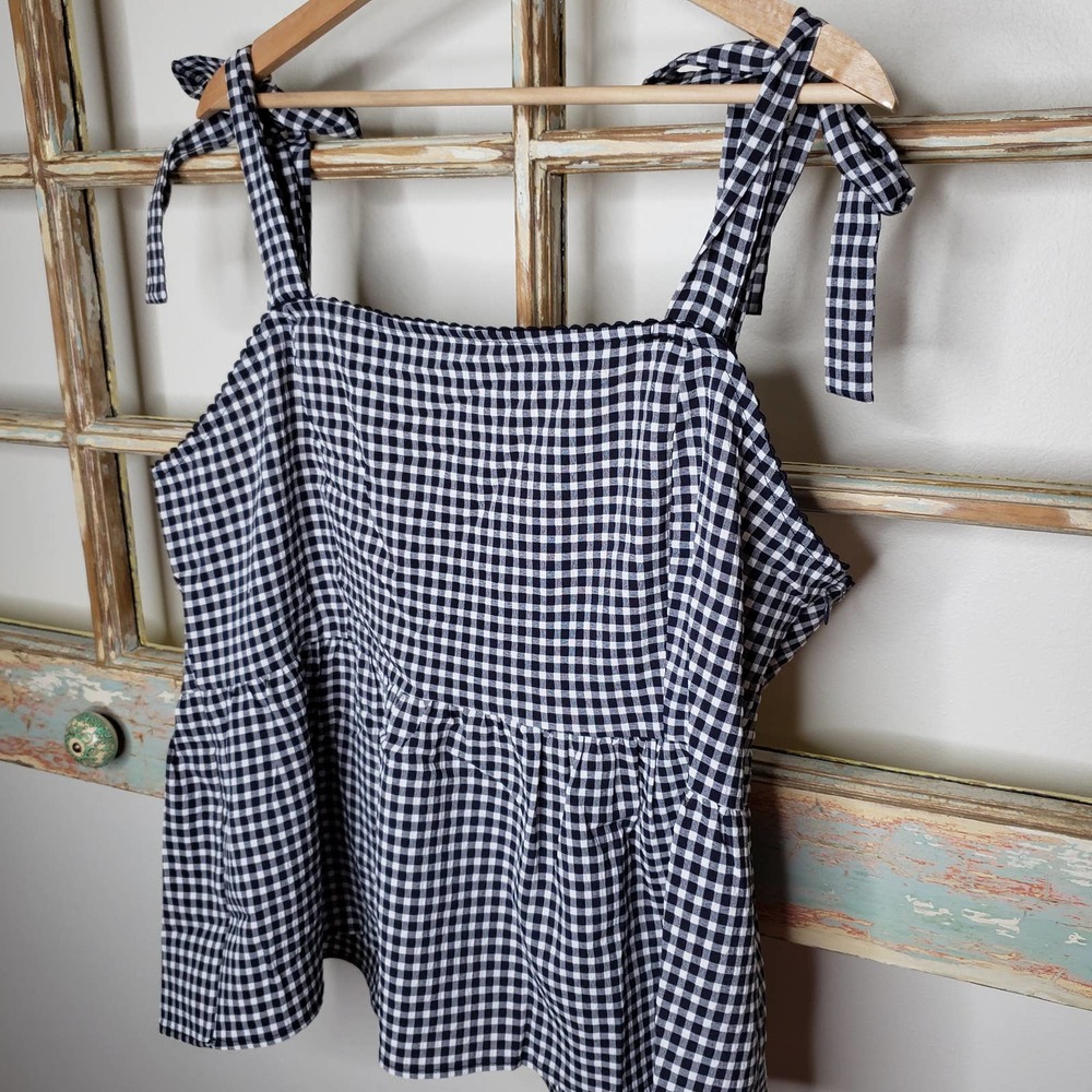 Skies Are Blue Black and White Peplum Camisole